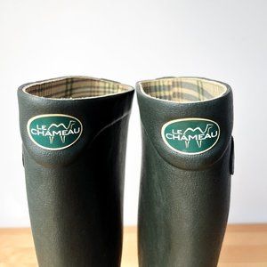 Le Chameau Womens Jersey Lined Tall Rubber Wellington Boots EU37 (US6) Green EUC